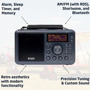 Eton - Elite Field AM/FM/Shortwave Desktop Radio with Bluetooth, Mineral Grey